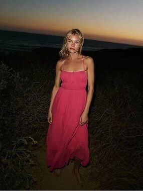 Free People Free-est Taking Sides Maxi Dress in Pink - Size Medium